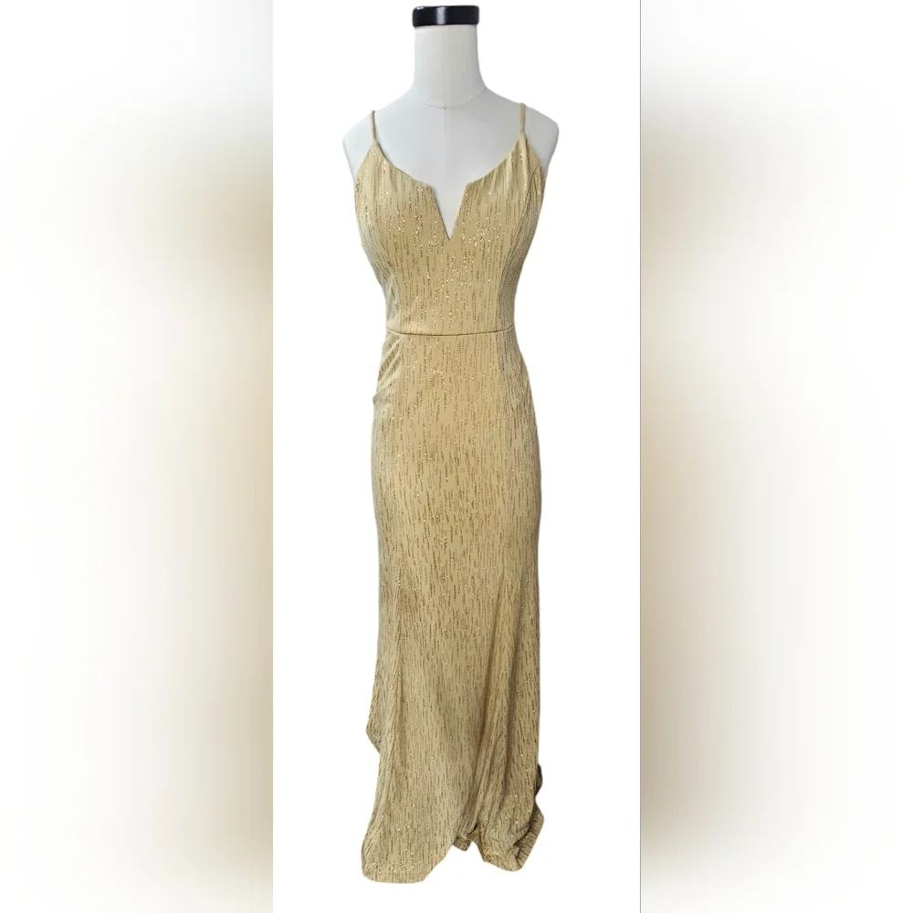 City Triangles Formal Long Gold Dress City Triangles Formal Long Gold Dress
